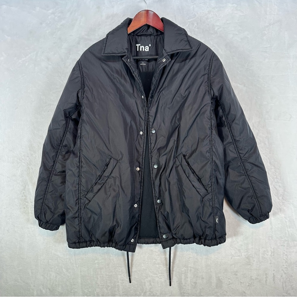 TNA The Coaches Jacket Black Size 1 (Small) Puffer Nylon Snap Up Gorpcore Coat